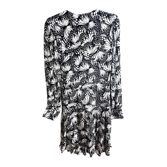 The Kooples Dress Size 8 Black White Floral‎ Butterfly Print Long Sleeve Mini - Picture 5 of 15